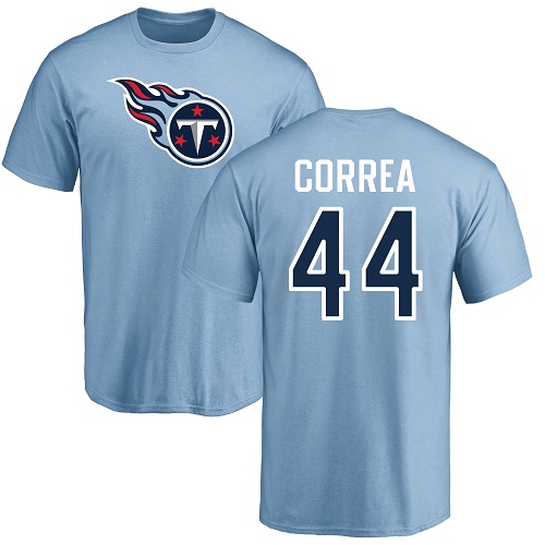 Tennessee Titans Men Light Blue Kamalei Correa Name and Number Logo NFL Football #44 T Shirt